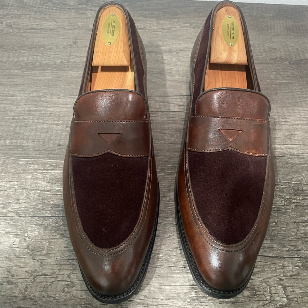 Carlos Santos Men's Brown Leather Suede Loafers size UK8/US9